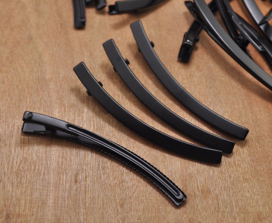 Fermagli per capelli: 50 pezzi di fermagli per capelli a coccodrillo curvi, fermagli per capelli a coccodrillo con denti neri (alta qualità) - 80 x 6