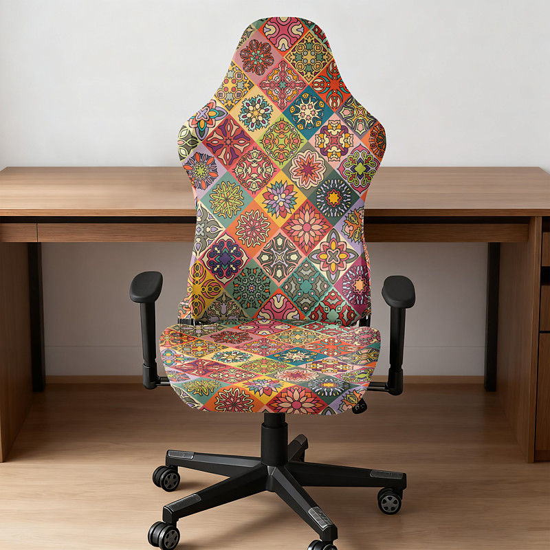 Computer Chair Cover 4 Piece Removable Gaming Chair Seat Covers Easy to Install Desk Chairs Protector Slipcover for Office Reclining Racing Decor