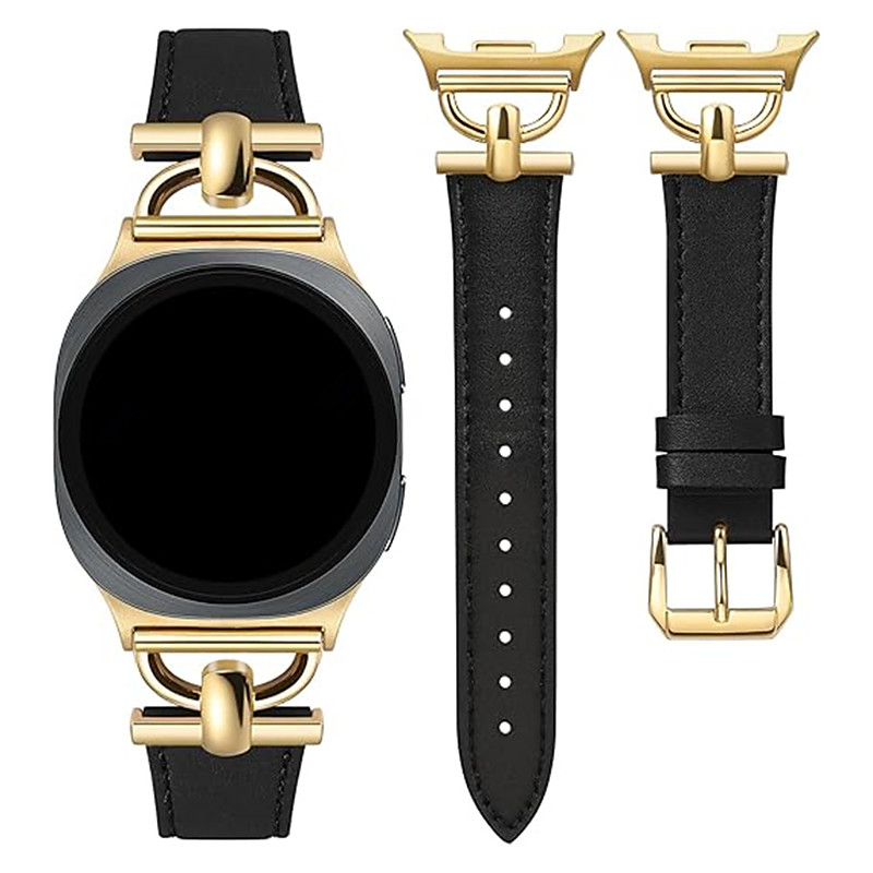 Watch Band for Samsung Galaxy Watch 8 40/44mm Watch 8 Classic 46mm Watch 6 Classic 43/47mm Watch 5 Pro 45mm Watch 4 Classic 42/46mm PU Leather Replacement Strap Adjustable Sport Band Modern Buckle