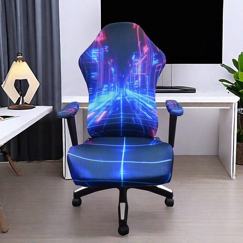 Computer Chair Cover 4 Piece Removable Gaming Chair Seat Covers Easy to Install Desk Chairs Protector Slipcover for Office Reclining Racing Decor