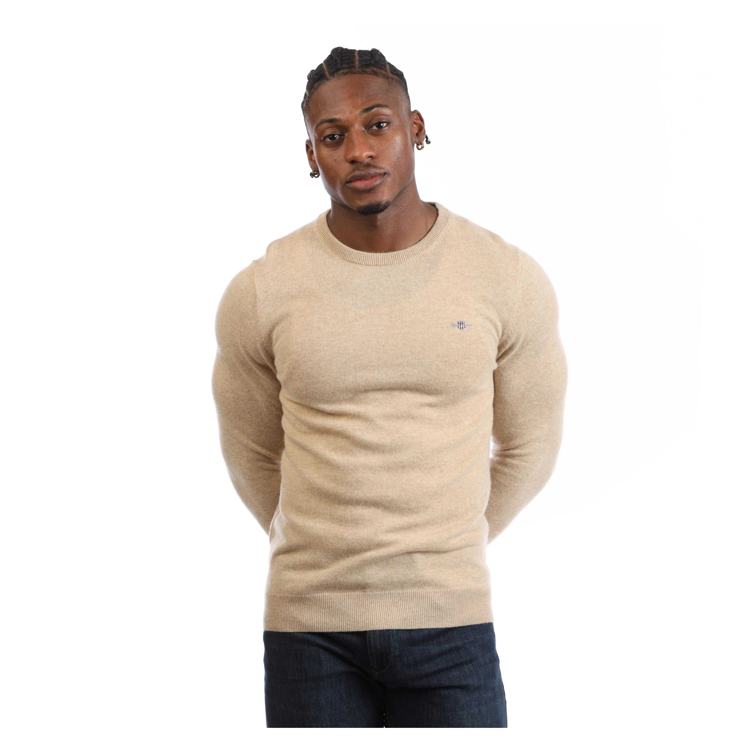 Gant - Sweatshirt für Herren, Rundhalsausschnitt, Lammwolle Mischung (Khaki-Braun) Image