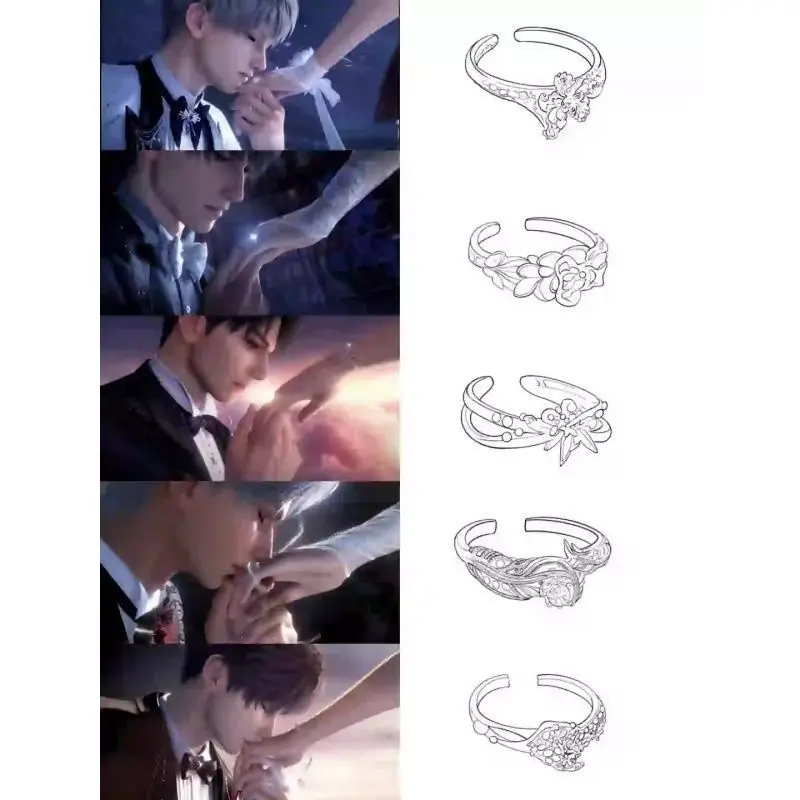 Gioco caldo Amore e spazio profondo Caleb Xavier Sylus Zayne Rafayel Anelli Cosplay Eroina Coppia Anelli di nozze per le donne Regalo di Halloween