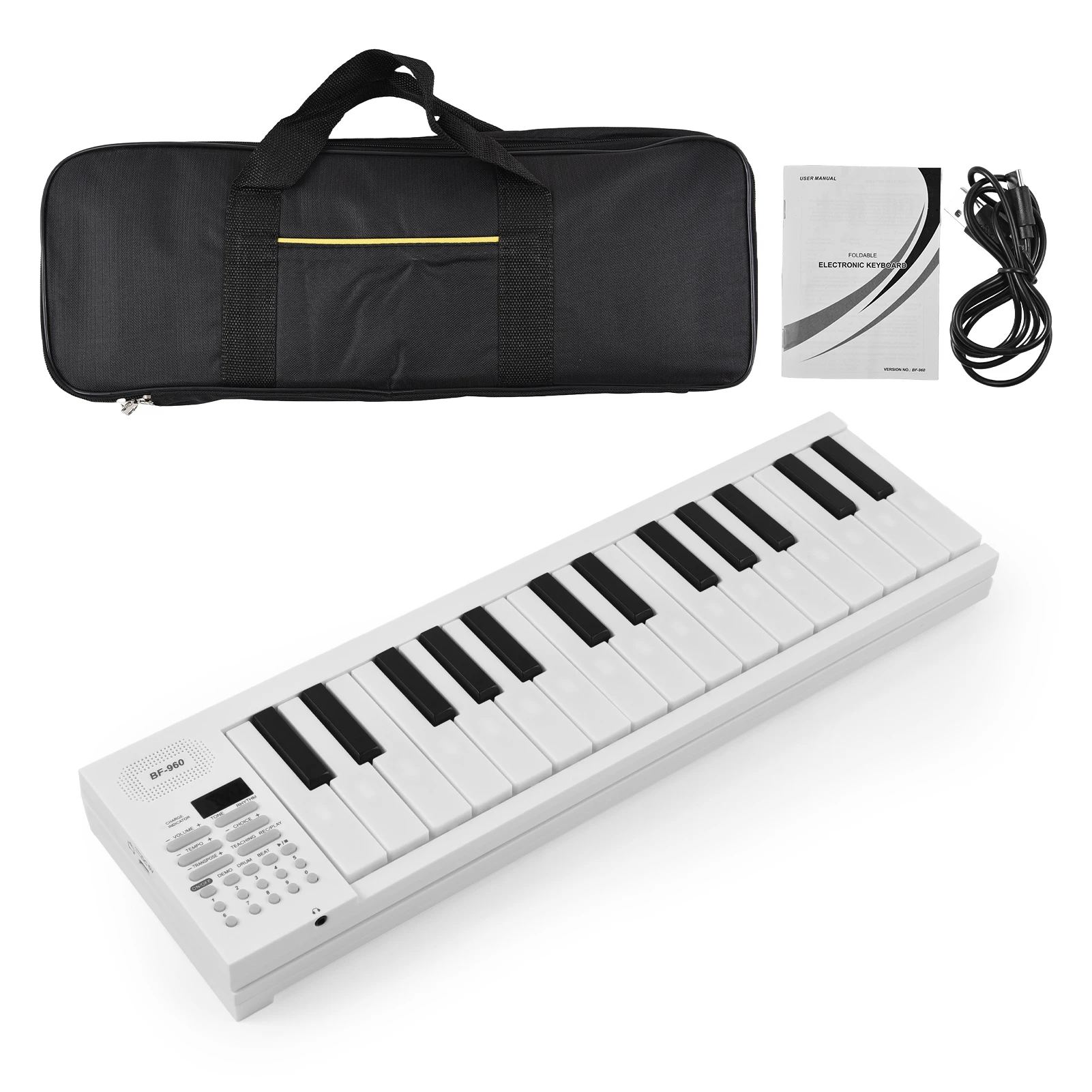 Pianoforte elettronico pieghevole a 61 tasti Tastiera per pianoforte elettronico multifunzionale con display a LED Batteria ricaricabile incorporata Portab
