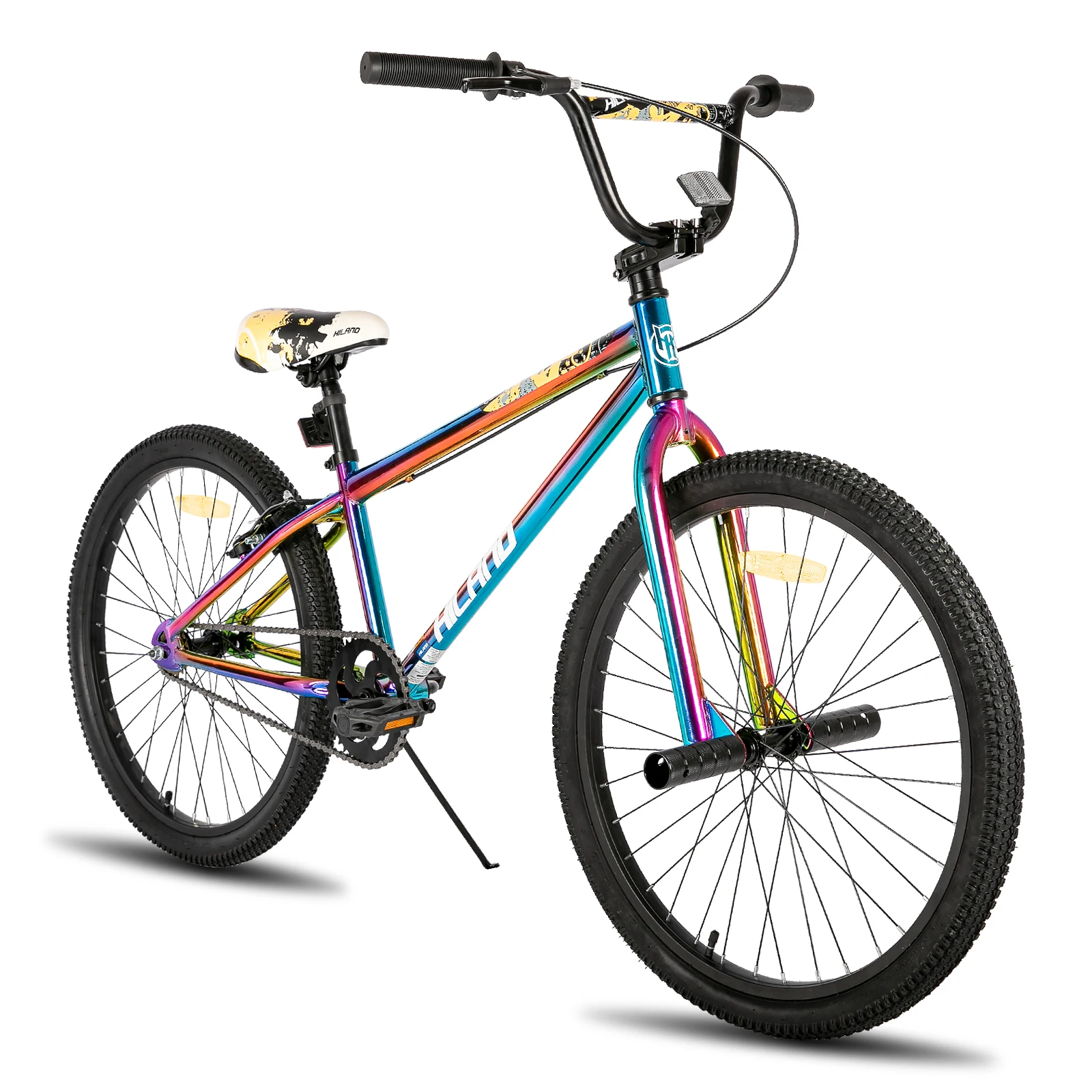 Bicicletta BMX Hiland 24 da 26 pollici per bici per adolescenti e bici per adulti, BMX di livello per principianti a ciclisti avanzati con 2 pioli, bici da uomo