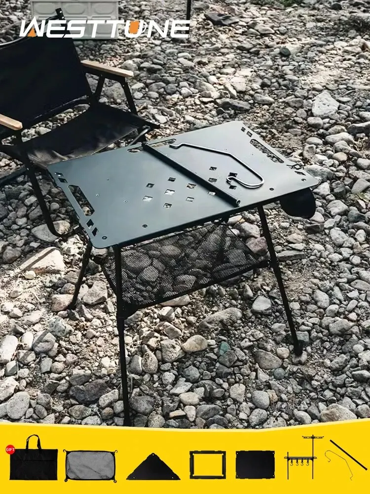 WESTTUNE Camping IGT Taktischer Tisch mit Zubehör, leichter, multifunktionaler, klappbarer Outdoor-Tisch aus Aluminiumlegierung, verstellbar