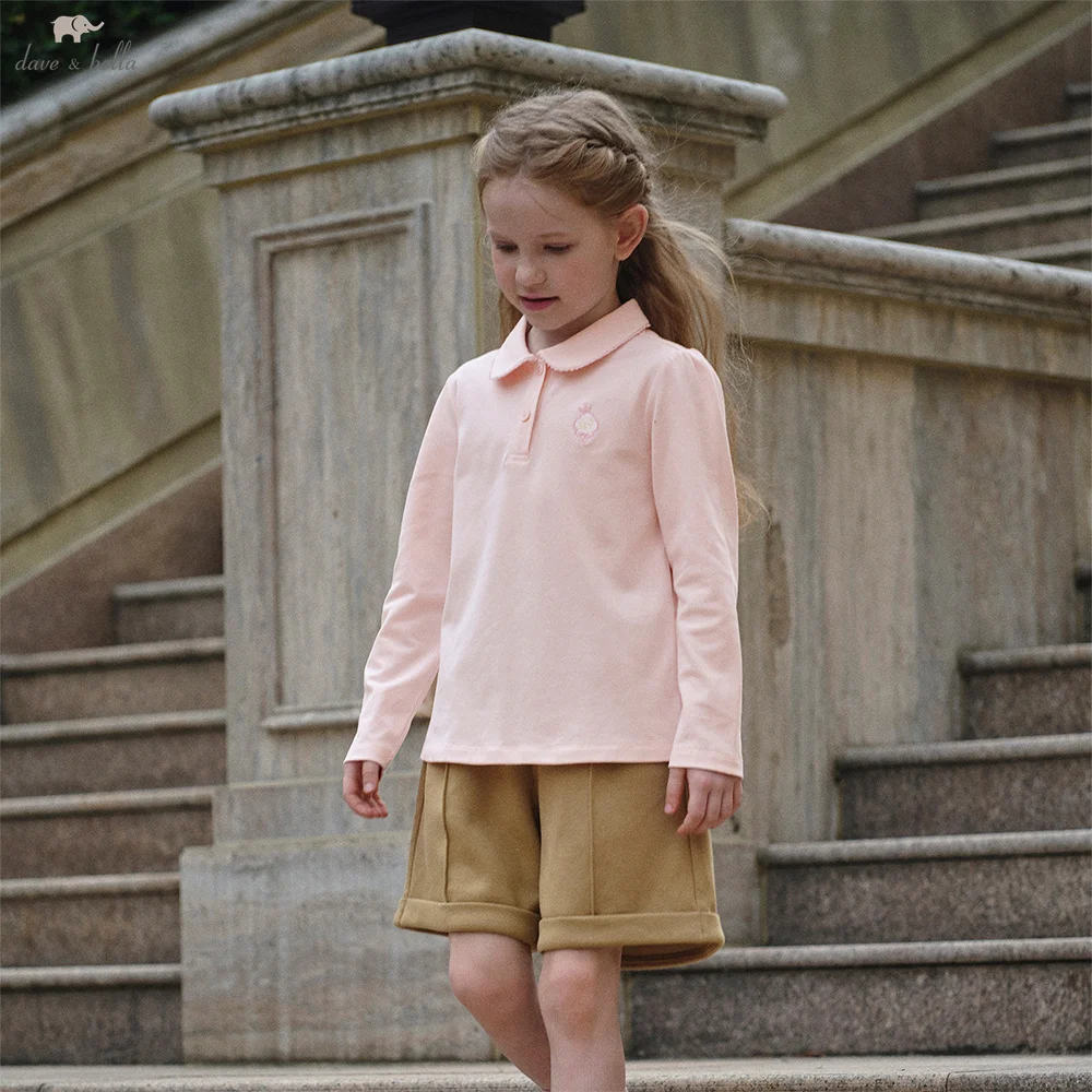 Dave Bella Kinder-Rosa-T-Shirt, Herbst, sanft, lässig, süß, süß, langärmelig, Baumwolle, Hemd, Party, DK3253680 Image