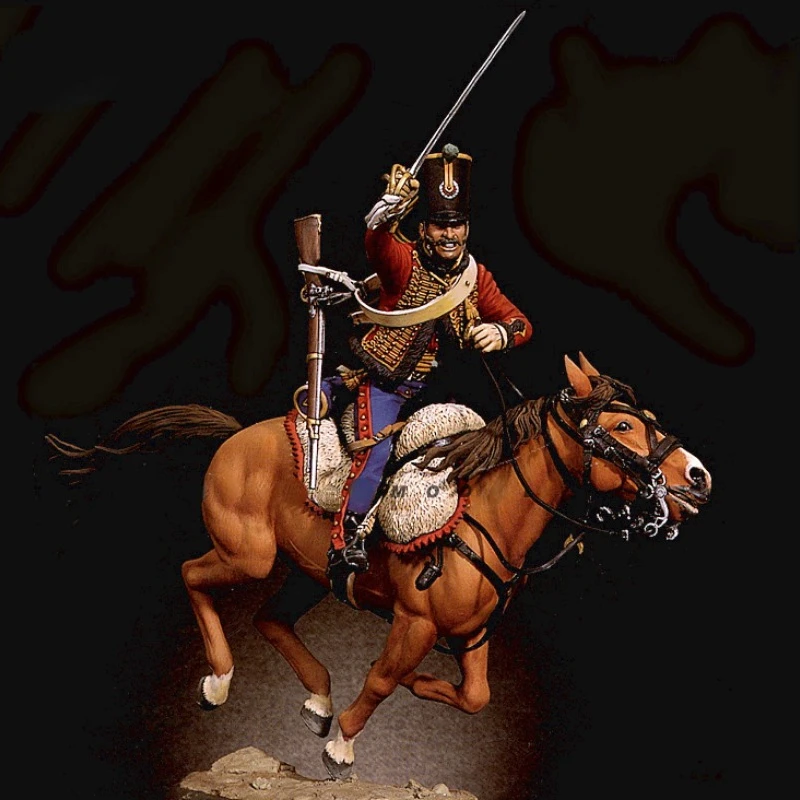 1/18 90mm Maßstab Harz Figur Modell Kit Militär Miniatur Europäische Kavallerie Battlefield Ladung Unmontiert Unbemalt Kostenloser Versand Image