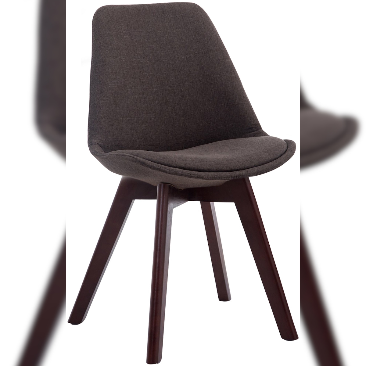 DELUKE Besucherstuhl LAGOS - Stoff Dunkelgrau 48x55x84 cm Dunkelbraun | Besucherstühle Konferenzstuhl Wartezimmerstuhl Bürostühle Bürostuhl Konferenzraum Image