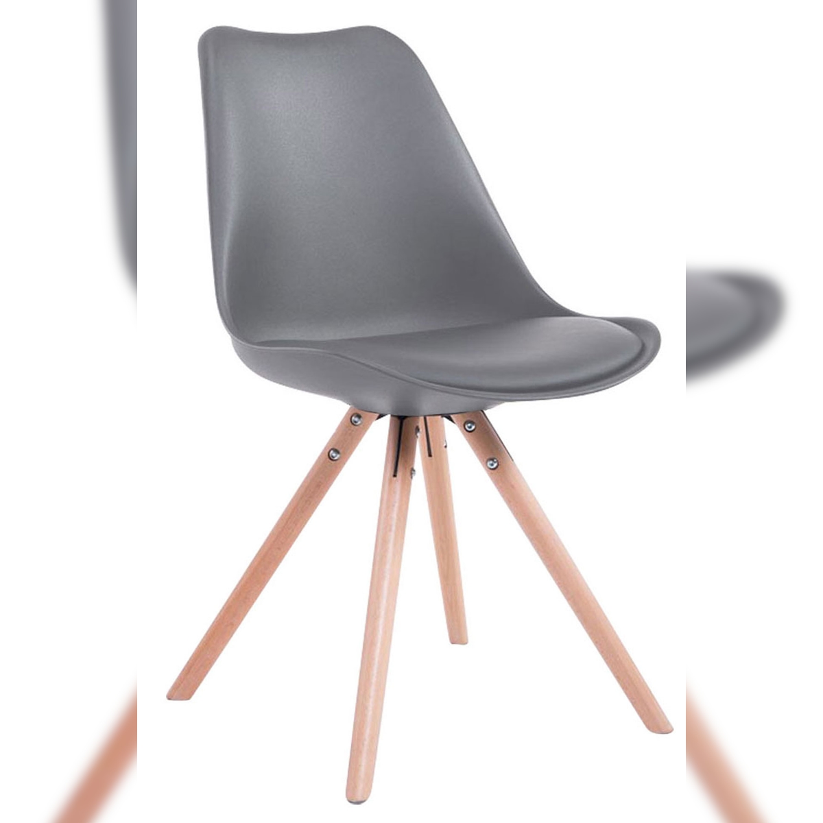 DELUKE Besucherstuhl TAIPEI - Kunstleder Grau 48x56x83 cm | Besucherstühle Konferenzstuhl Wartezimmerstuhl Bürostühle Bürostuhl Konferenzraum Wartezimmer Image