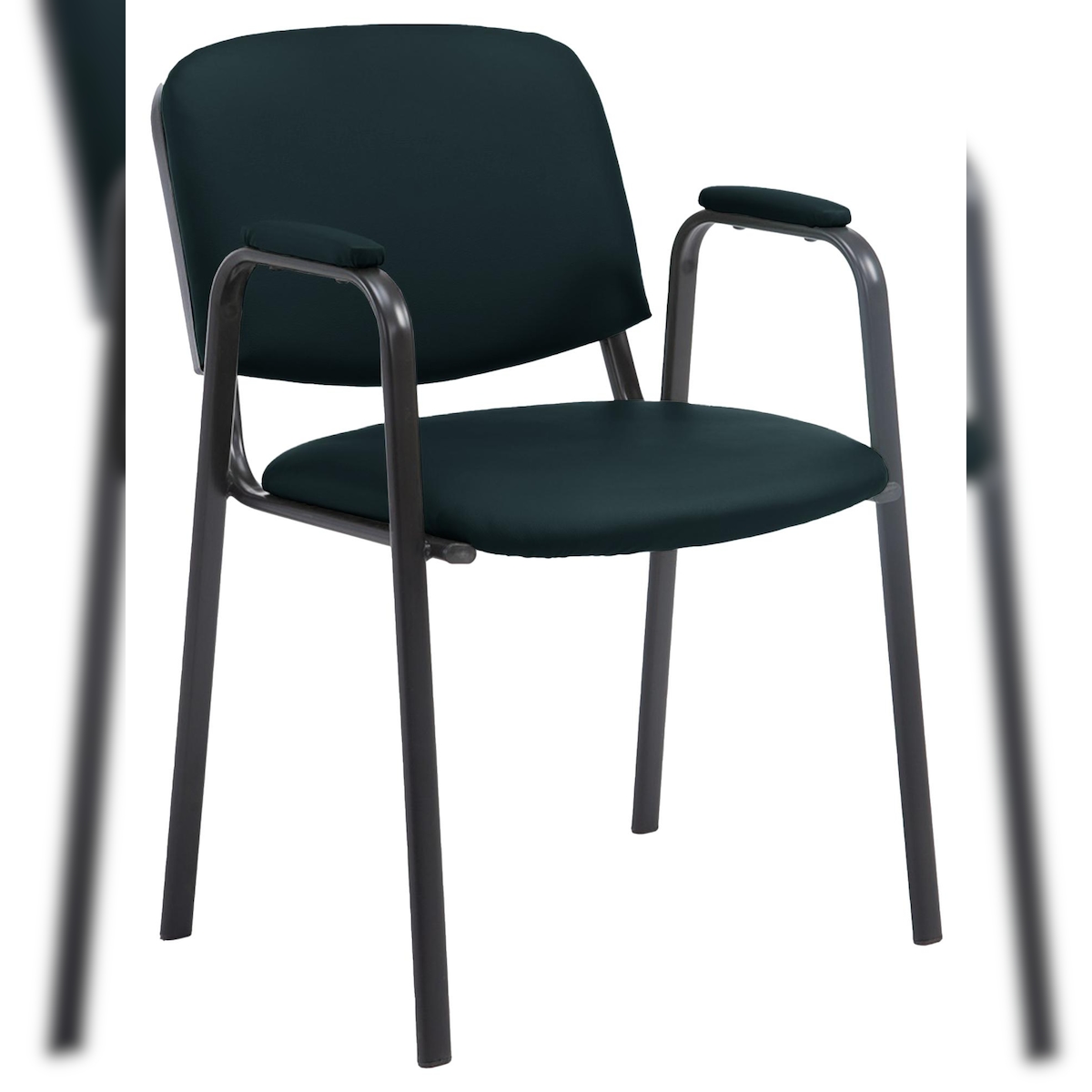 DELUKE Besucherstuhl ZAGREB - Kunstleder Schwarz 53x55x79 cm | Besucherstühle Konferenzstuhl Wartezimmerstuhl Bürostühle Bürostuhl Konferenzraum Wartezimmer Image