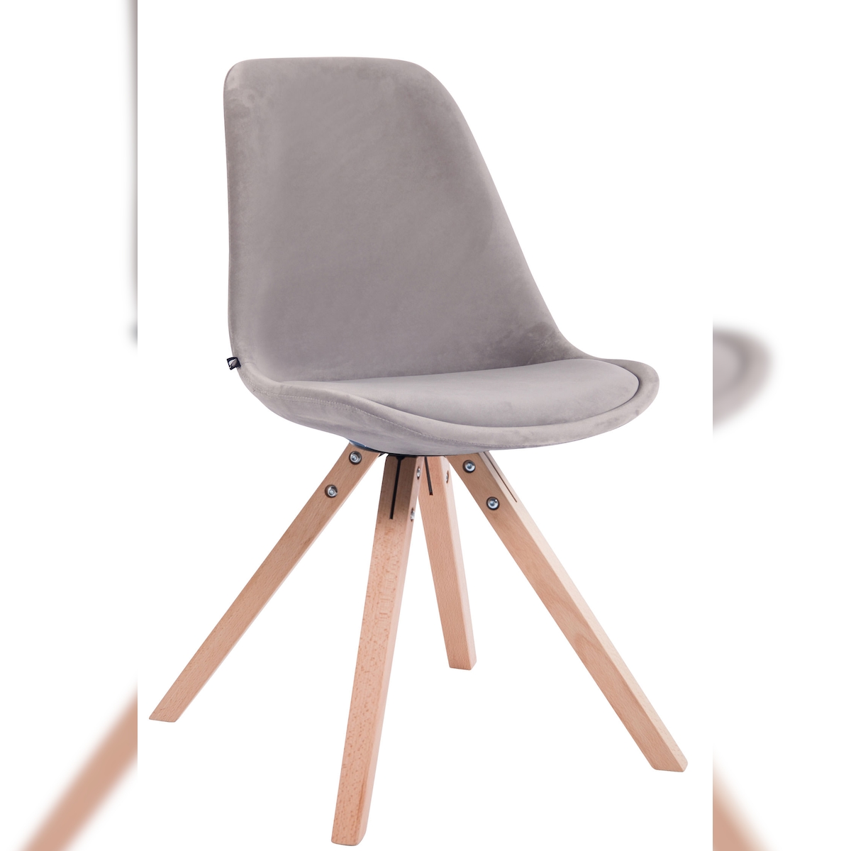 DELUKE Besucherstuhl SYDNEY - Samt Grau 48x56x84 cm | Besucherstühle Konferenzstuhl Wartezimmerstuhl Bürostühle Bürostuhl Konferenzraum Wartezimmer Image