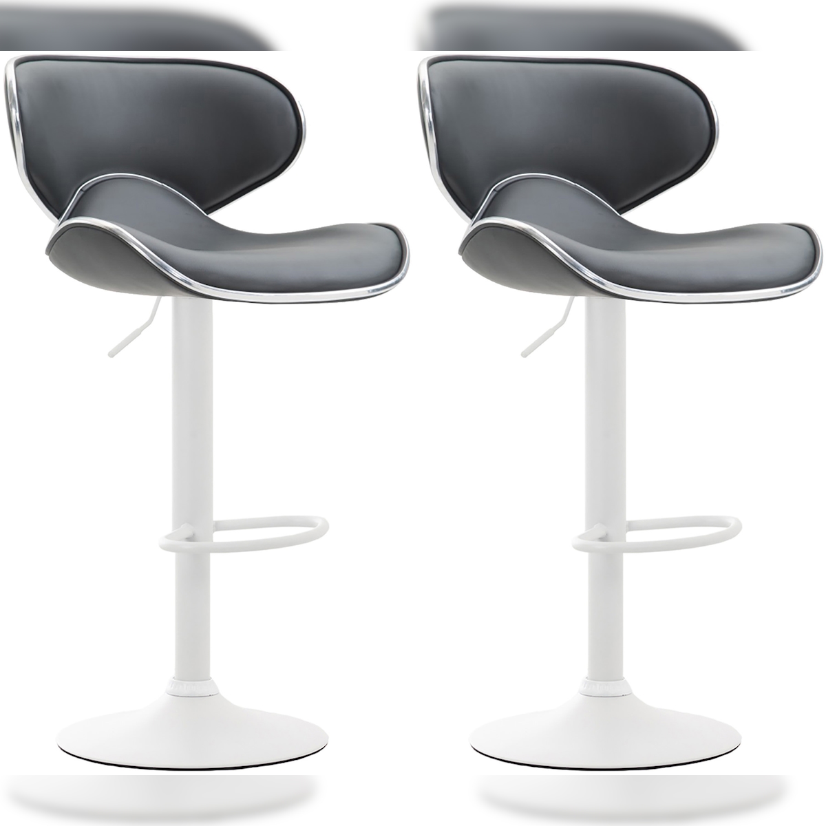 DELUKE 2er Set Barhocker FAMIR - Kunstleder Grau 46x49x88 cm Weiß | Barstuhl Mit Lehne Tresenhocker Tresenstuhl Kneipenhocker Kneipenstuhl Image