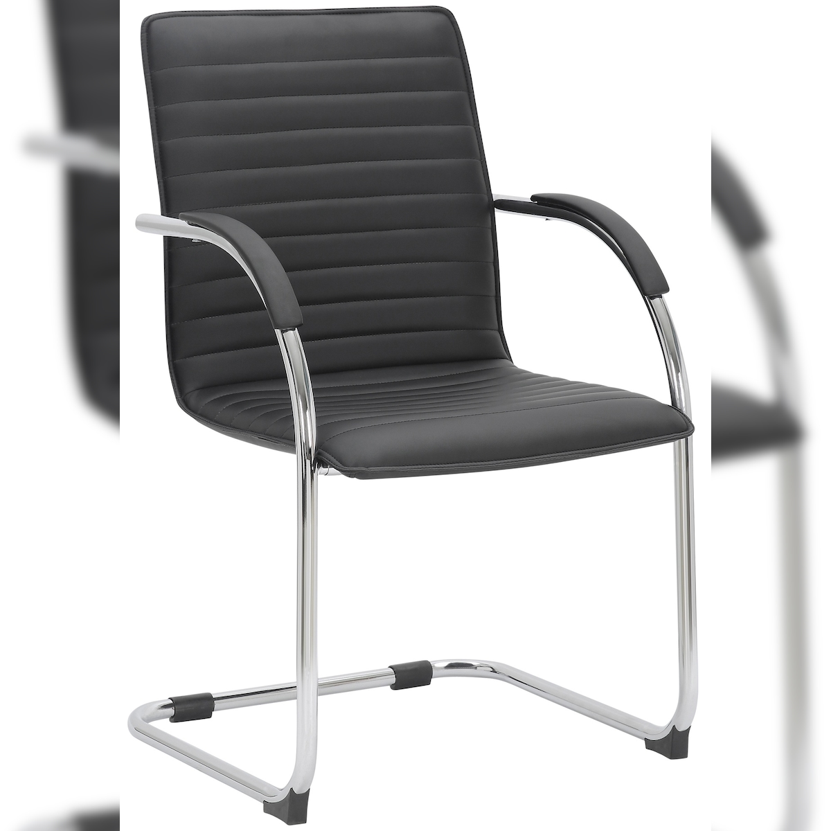 DELUKE Besucherstuhl NAIROB - Kunstleder Schwarz 56x60x95 cm | Besucherstühle Konferenzstuhl Wartezimmerstuhl Bürostühle Bürostuhl Konferenzraum Wartezimmer Image