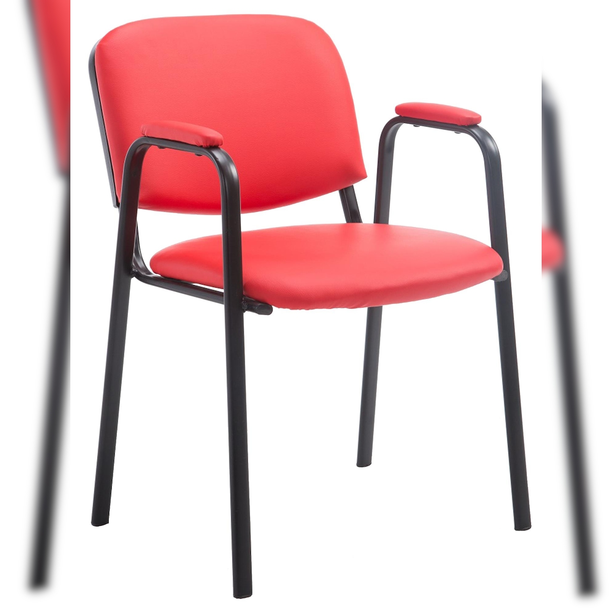 DELUKE Besucherstuhl ZAGREB - Kunstleder Rot 53x55x79 cm | Besucherstühle Konferenzstuhl Wartezimmerstuhl Bürostühle Bürostuhl Konferenzraum Wartezimmer Image