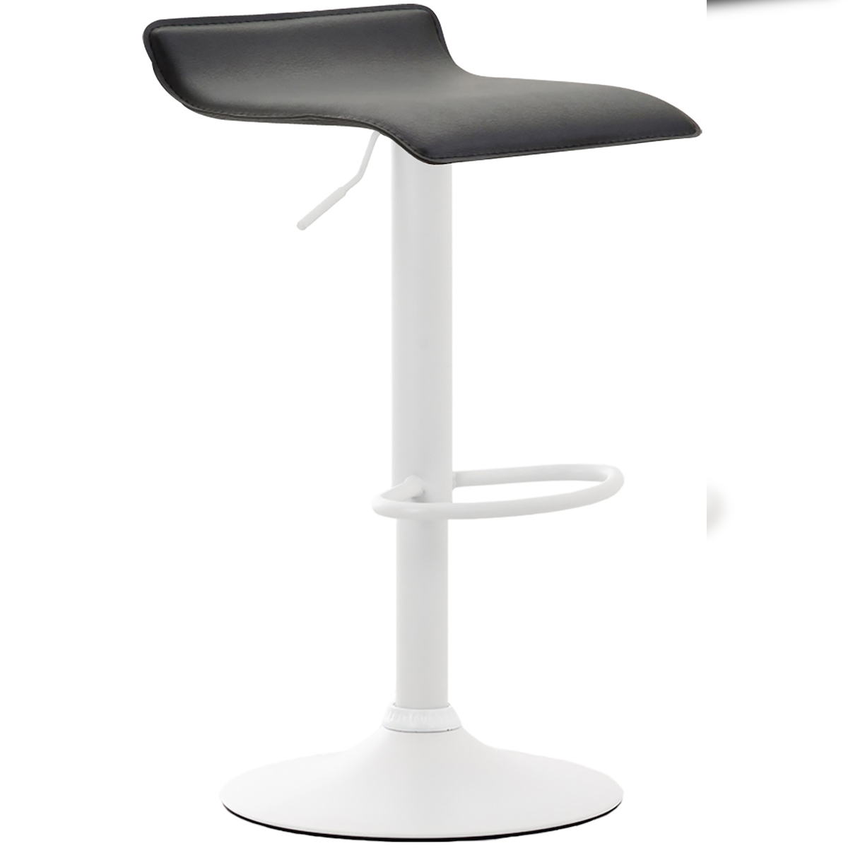 DELUKE Barhocker DERID - Kunstleder Schwarz 36x39x63 cm Weiß | Barstuhl Höhenverstellbar Drehbar Tresenhocker Tresenstuhl Kneipenhocker Kneipenstuhl Image