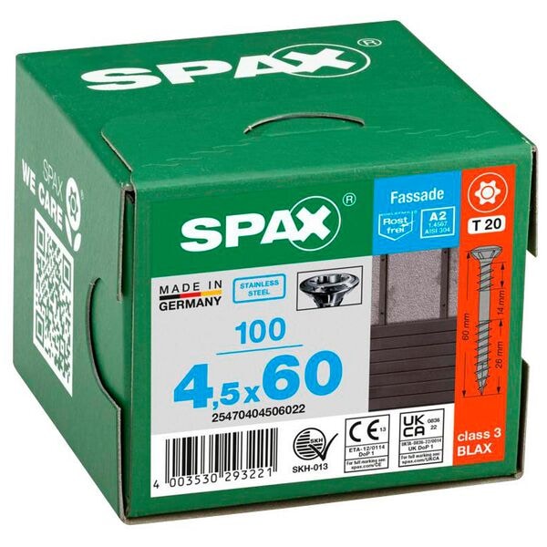 SPAX Fassadenschrauben »T20 Linsensenkkopf BLAX A2« 4,5 x 60 mm 100 Stück Image