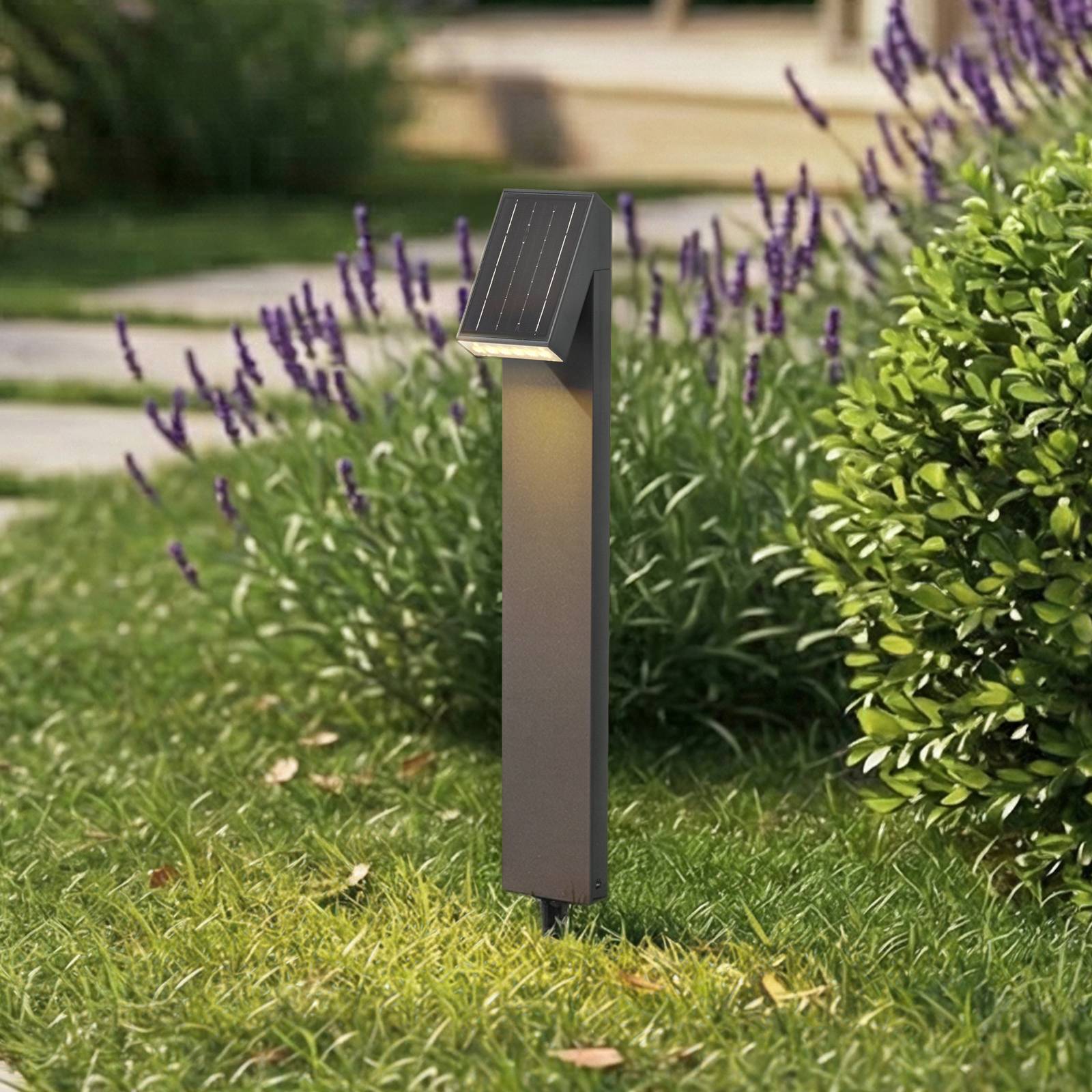 Prios LED-Solarwegeleuchte Lestor, anthrazit, dimmbar, IP65 Lestor PRIOS, dimmbar, schwarz, Aluminium, Modern, Solarleuchten