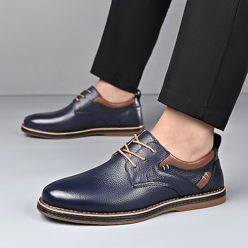 Marineblaue Herren-Business-Casual-Schuhe aus Kunstleder – bequeme und stilvolle Schuhe für Büro und Golf Image