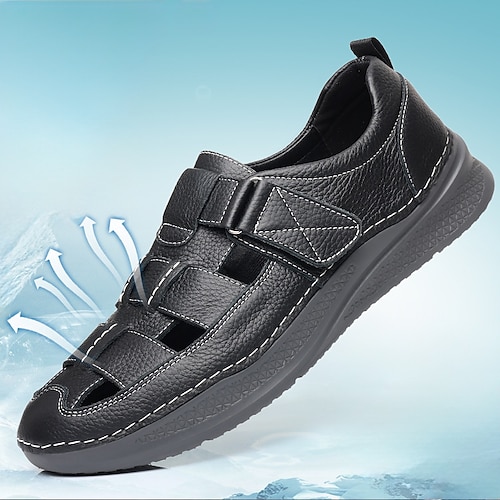 Schwarze Herren-Fischersandalen aus Kunstleder – trendige und bequeme Schuhe für Outdoor-Aktivitäten und Sommerveranstaltungen Image
