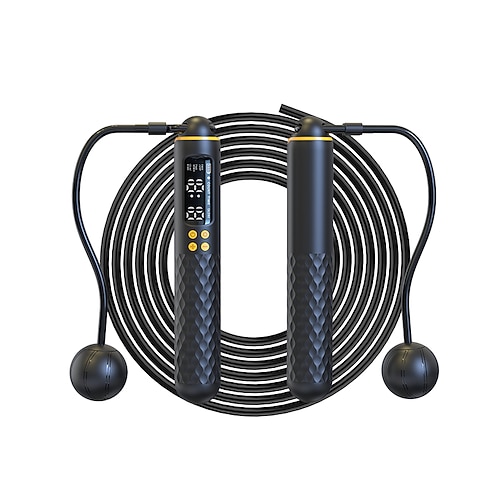 Elektronisches Springseil mit USB-Ladefunktion für den Außenbereich – einstellbarer Widerstand, leistungsstarkes Trainingsgerät für Cardio und Fitness, robustes schwarzes Design mit farbcodierten Image