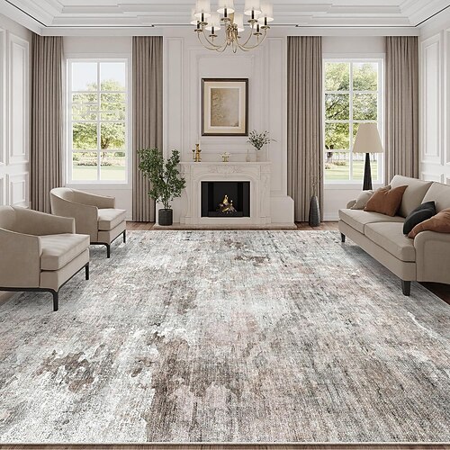 Nordischer Vintage-Wohnzimmerteppich, strapazierfähig und rutschfest, leicht zu reinigende Bettvorleger/Sofadecke, ideal für Hotels und Ferienwohnungen. Image