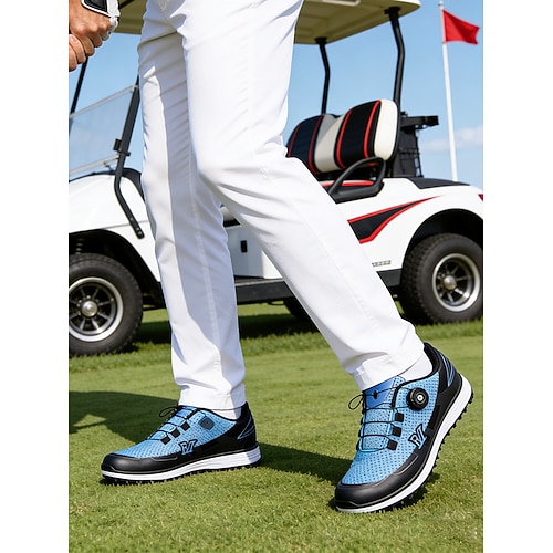 Herren-Golfschuhe aus Kunstleder in Blau und Weiß – stilvolles und bequemes Schuhwerk für Golfer und Sportbegeisterte Image