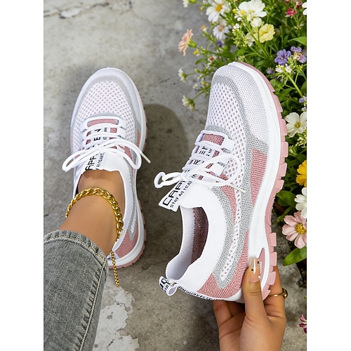 Lila Damen-Sneaker aus Strickmesh – atmungsaktive, leichte Laufschuhe mit stylischem Design für Sport und Freizeit. Image