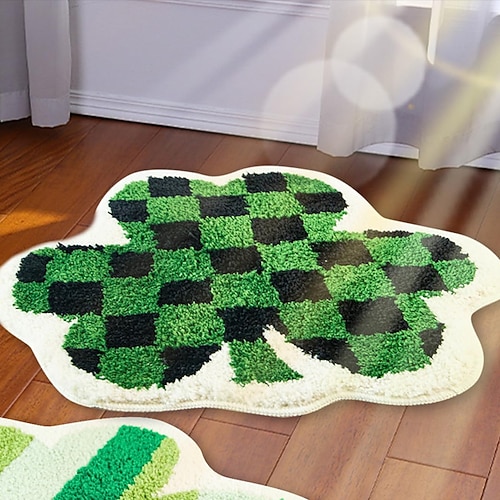 Fußmatte zum St. Patrick's Day, Kleeblatt-Küchenmatte, dekorative Fußmatte für den Eingangsbereich – festliche Dekoration für Ihr Zuhause Image