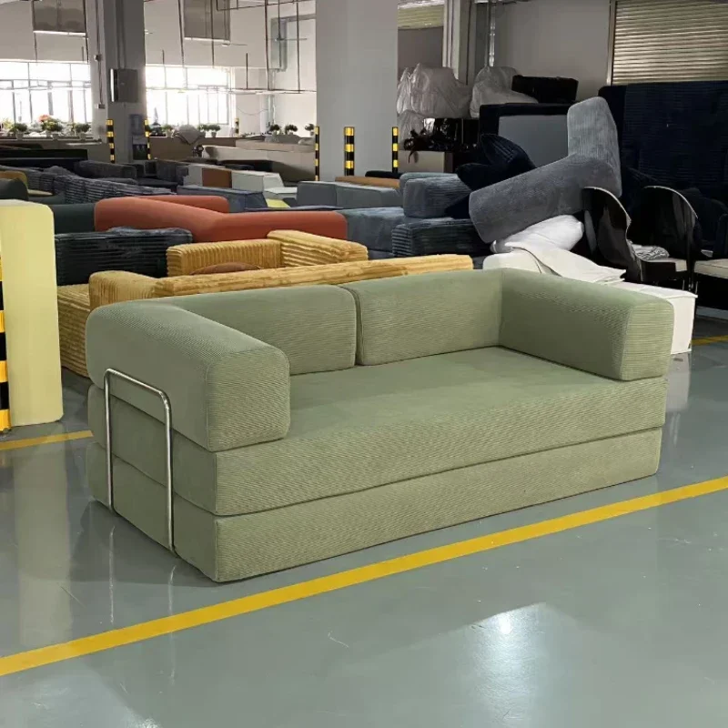 Minimalistisches Retro-High-End-Wohnzimmersofa aus Cord aus der Mitte des Jahrhunderts, komprimiertes Sofa, Show-Schlafsofa, individuelle Divano-Terrassenmöbel