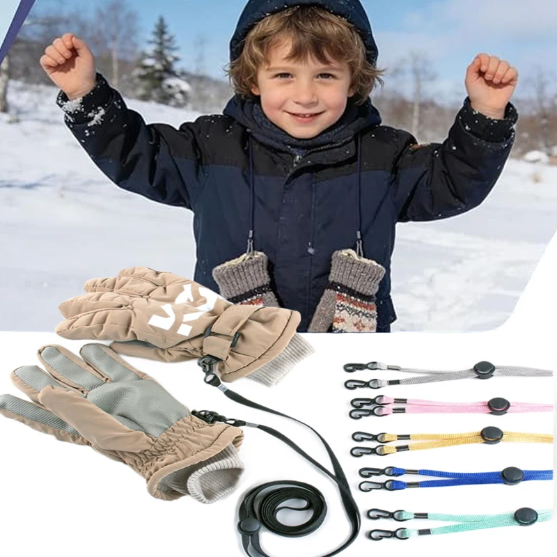 Verstellbare Handschuhclips mit elastischem Riemen, Fäustlingsklammern, elastische Handschuhe, Hosenträger, verstellbare Wintermütze, Skifahren, Sporthandschuhe Image
