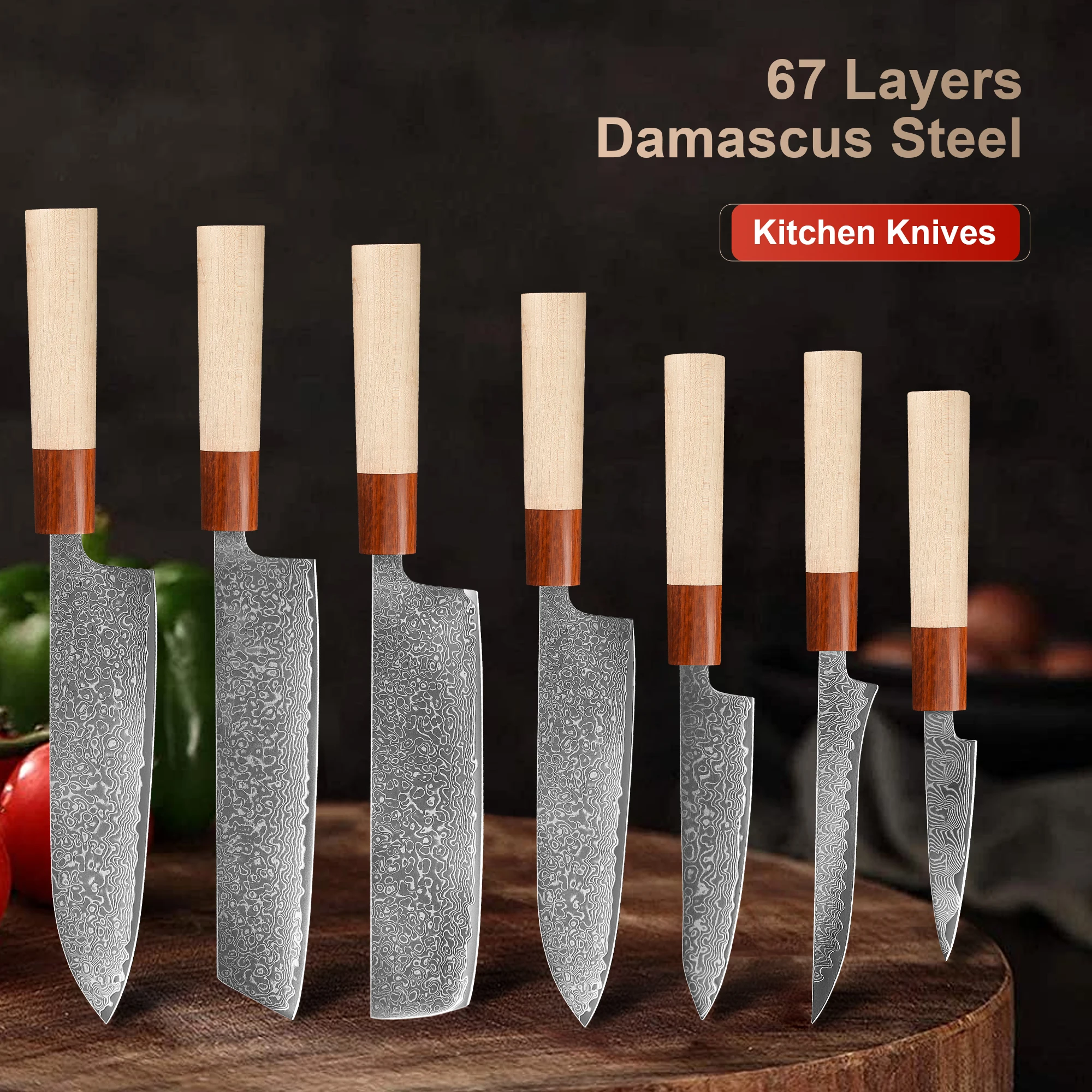 Damaskus Stahl Mantel Kochmesser super scharfes Schneidmesser Haushalt Obstmesser Küche Schneidemesser Küche Kochwerkzeug Image