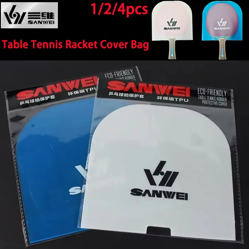 SANWEI Tischtennisschläger-Abdeckungstasche, Ping-Pong-Gummi-Schutztasche, TPU-Material, staubdicht, antioxidativ, wasserdicht, 1/2/4 Stück