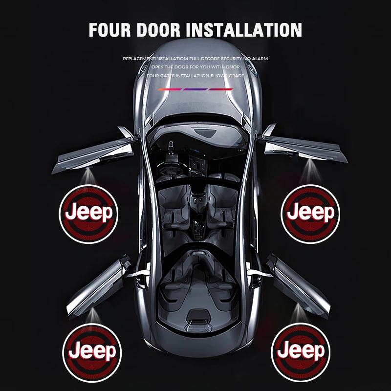 2 pz JEEP HD Porta Auto Benvenuto Luce Proiettore A Led Lampada Per Jeep Renegade Compass Grand Cherokee Wrangler jk Gladiator Patriot