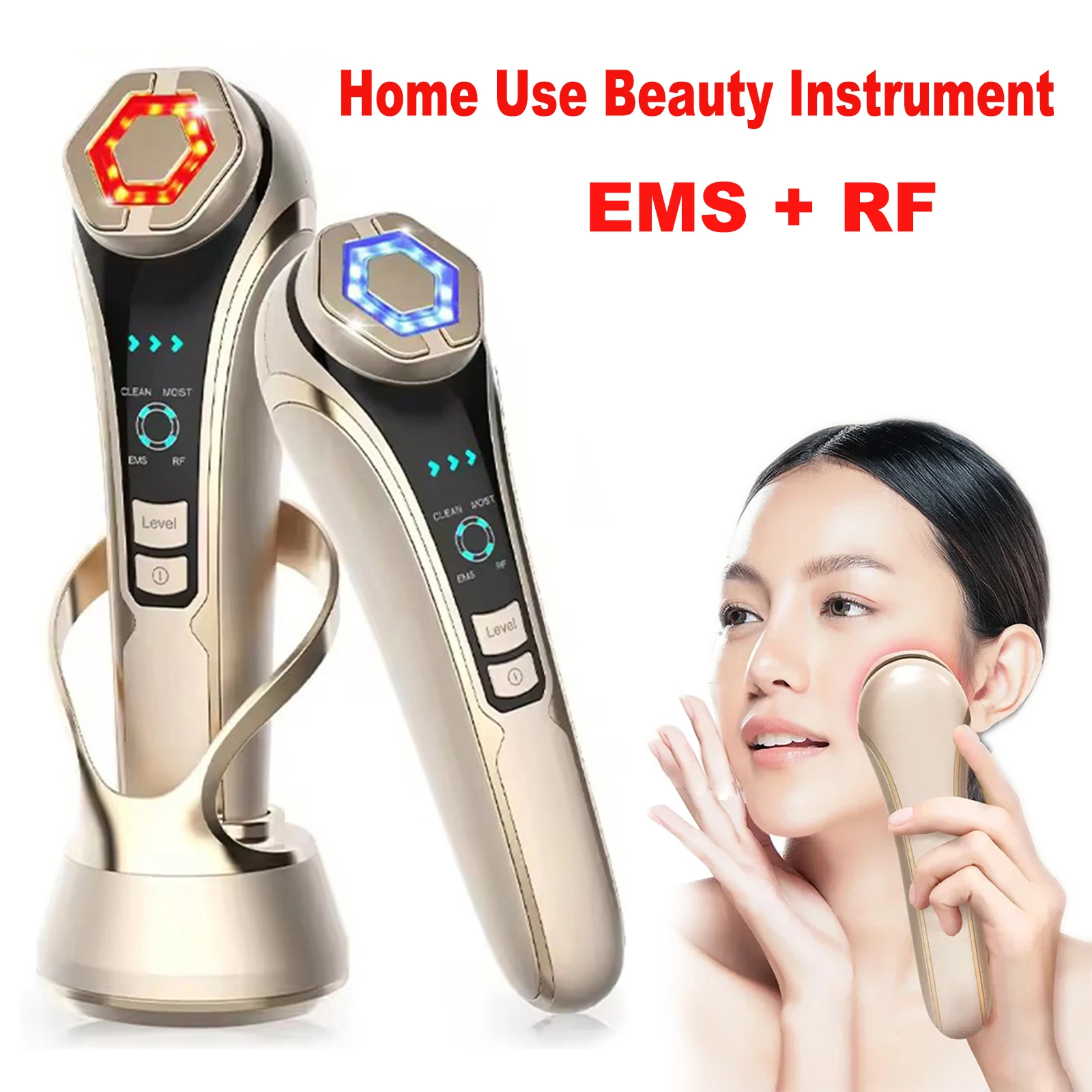 HIFU Gesicht Hautpflege EMS Gesichts Lifting Massagegerät LED Photon Faltenentferner RF Schönheit Gerät 1200Hz Vibration Anti-aging Gerät Image