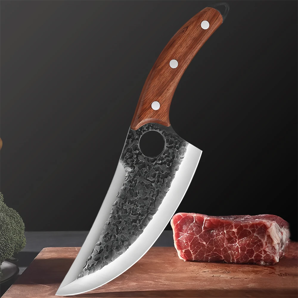 Professionelles Stahlmesser Ausbeinmesser Holzgriff Ausbeinmesser BBQ Gemüse Obstmesser Schneiden Kochmesser Küchenartikel Image