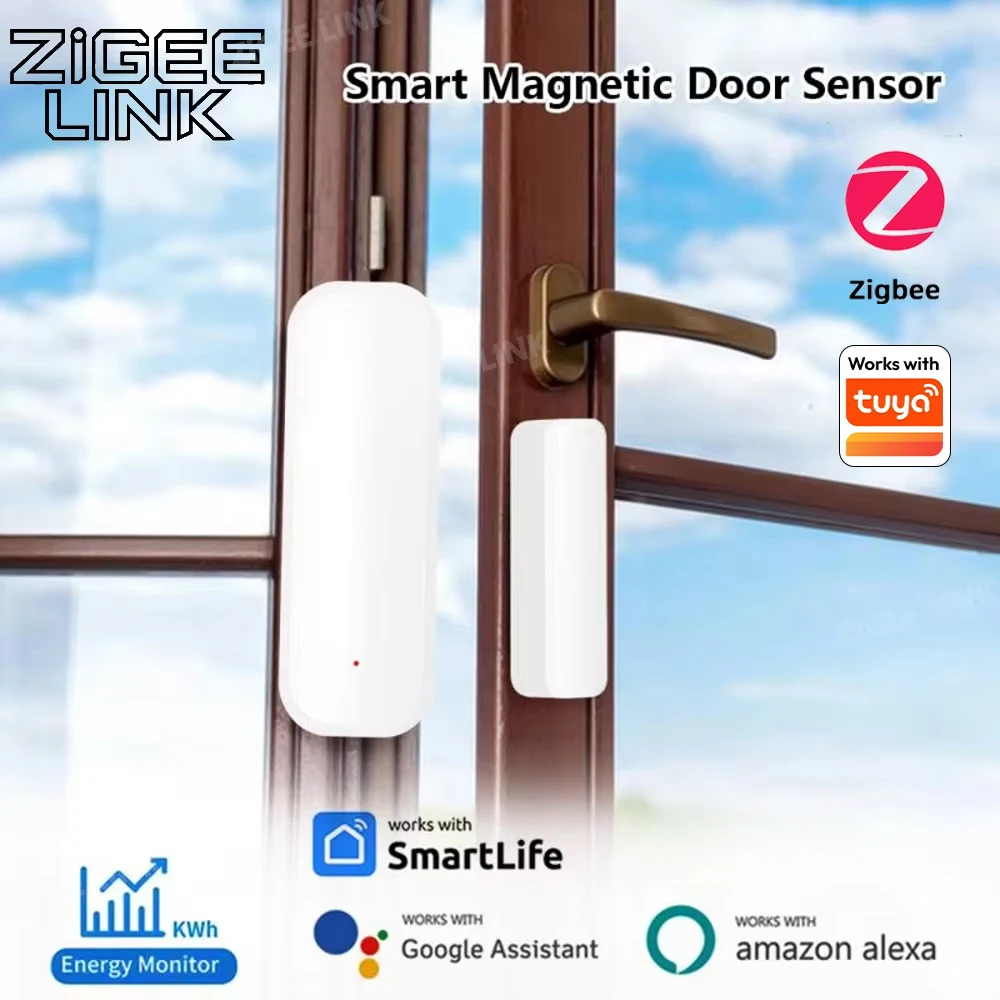 Zigbee-Türsensor, Fensterkontaktsensor, Detektor für offene und geschlossene Fenster, Smart-Home-Alarm, Sicherheitsschutz, funktioniert mit Tuya Smart Life Image