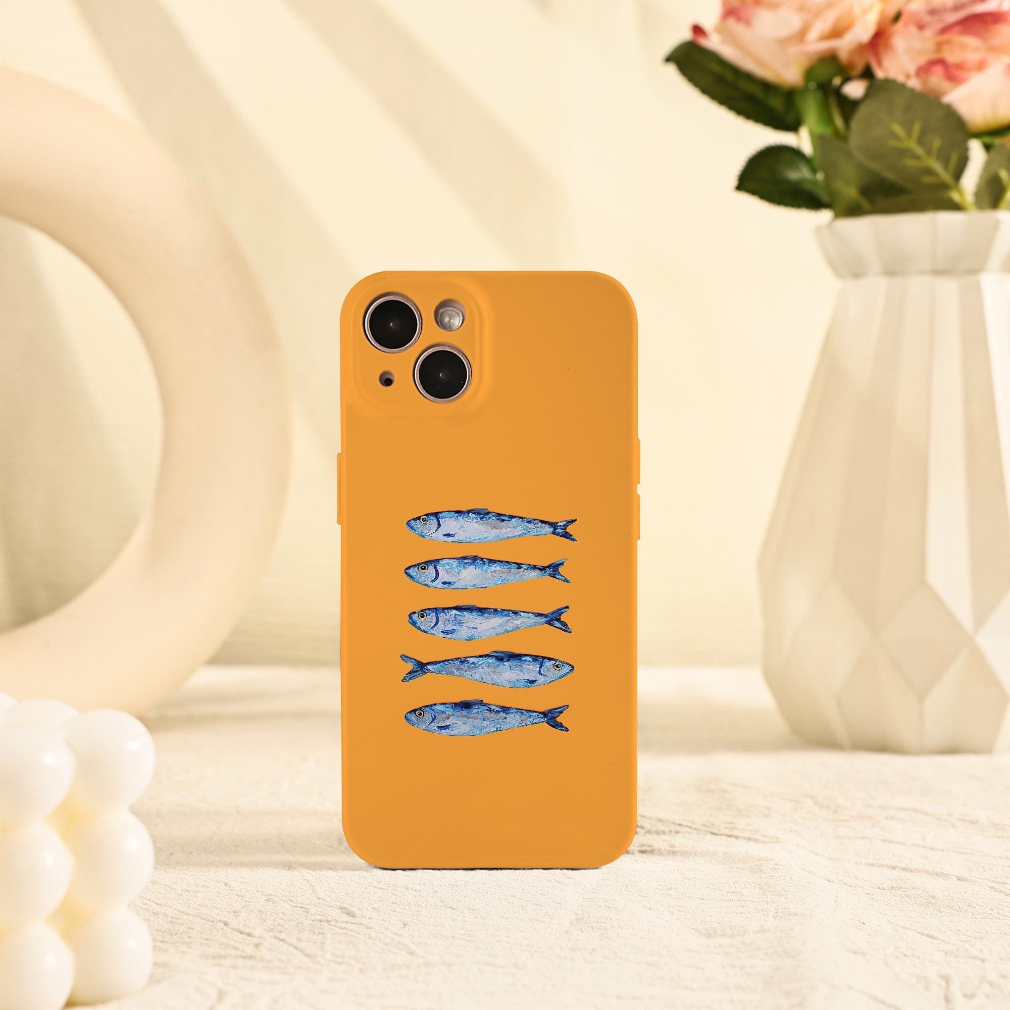 Custodia per iPhone Blue Fish Orange per iPhone Air 17 16 15 14 13 12 11 Pro Max 16e 15 14 Plus Mini iPhone X XS XR SE Cover per iPhone resistente/mor