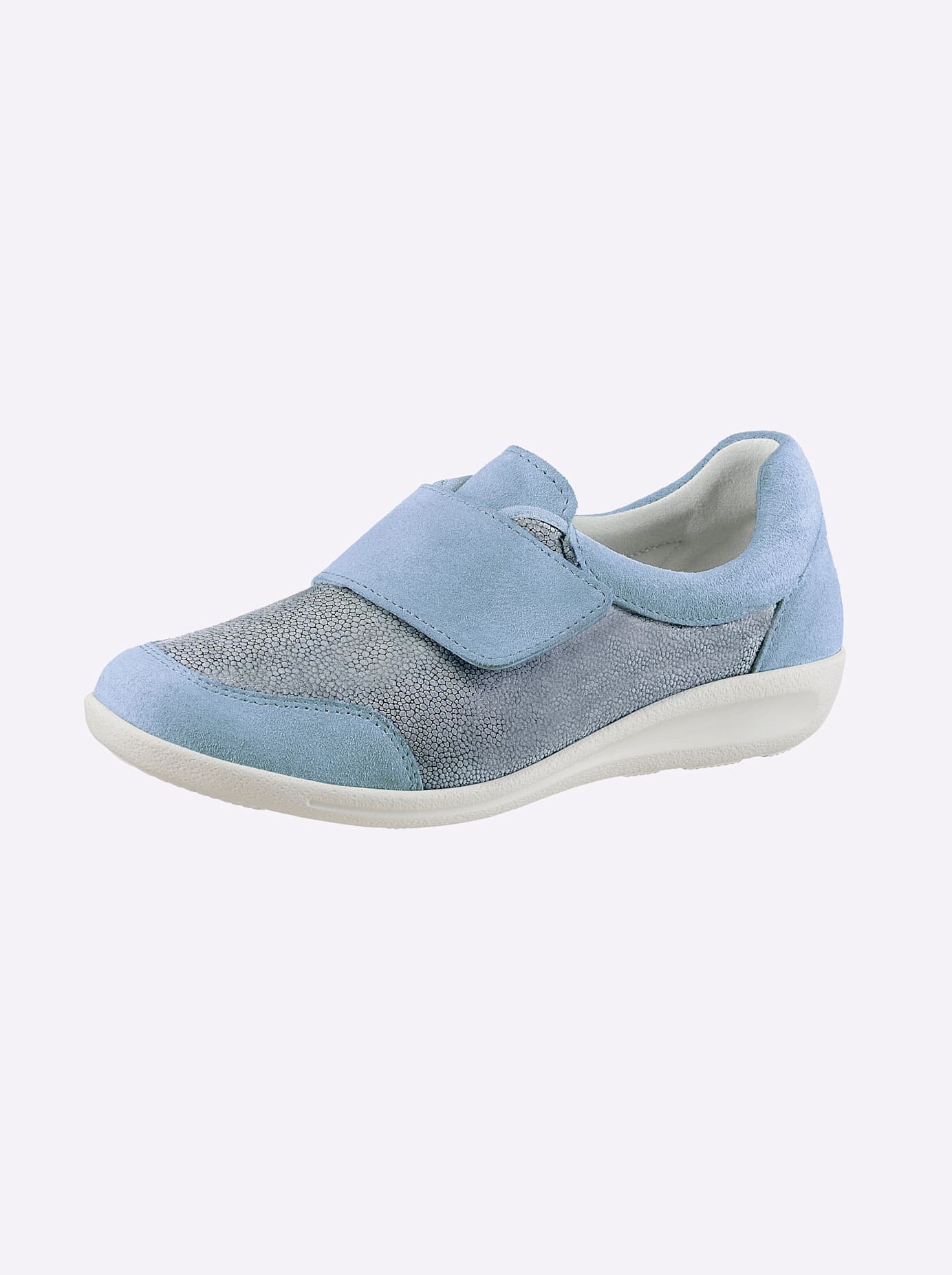 Klettschuh CLASSIC BASICS, Damen, Gr. 40, bleu, Glattleder, Nubukleder, Basic, Schuhe Klettschuh