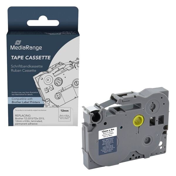 MediaRange Schriftband ersetzt brother TZe-231S schwarz auf weiß 12 mm x 4.0 m, 1.2 cm Image