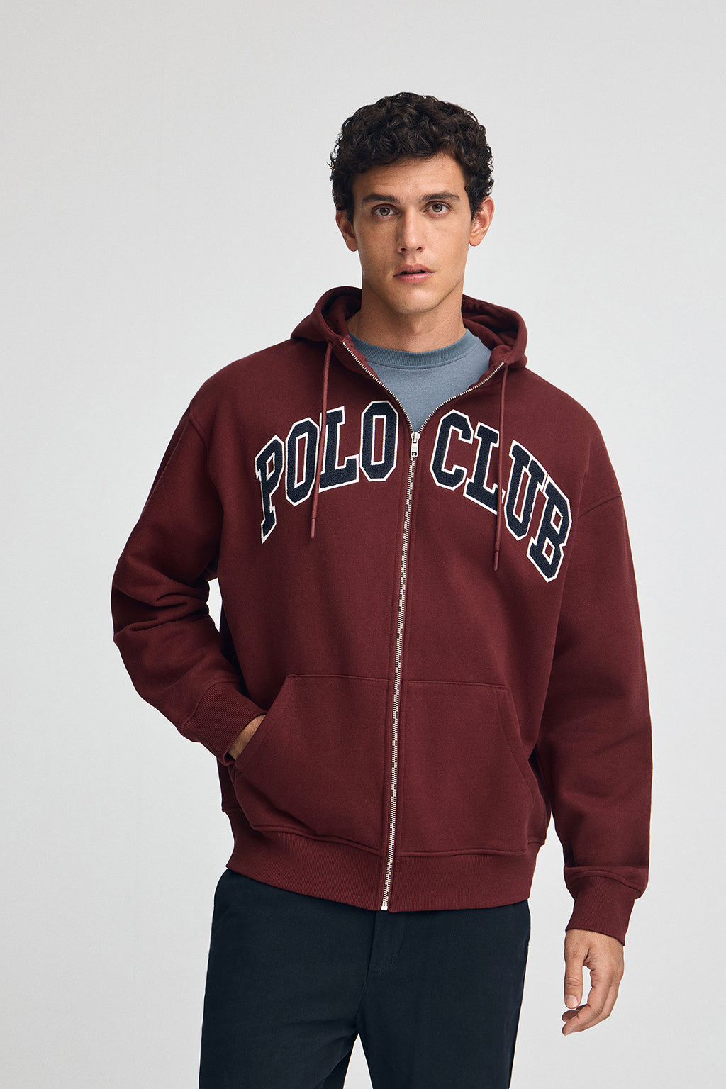 Sweatshirt granatrot im Loose Fit mit Polo Club-Logo Image