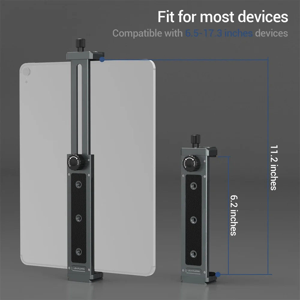 LEAPLIGHT Aluminium-Stativhalterungsadapter für iPad, Tablet, Stativhalterung mit 1/4 Schraube, Stativhalterung für 4,7–12,9 Zoll die meisten Tablets Image