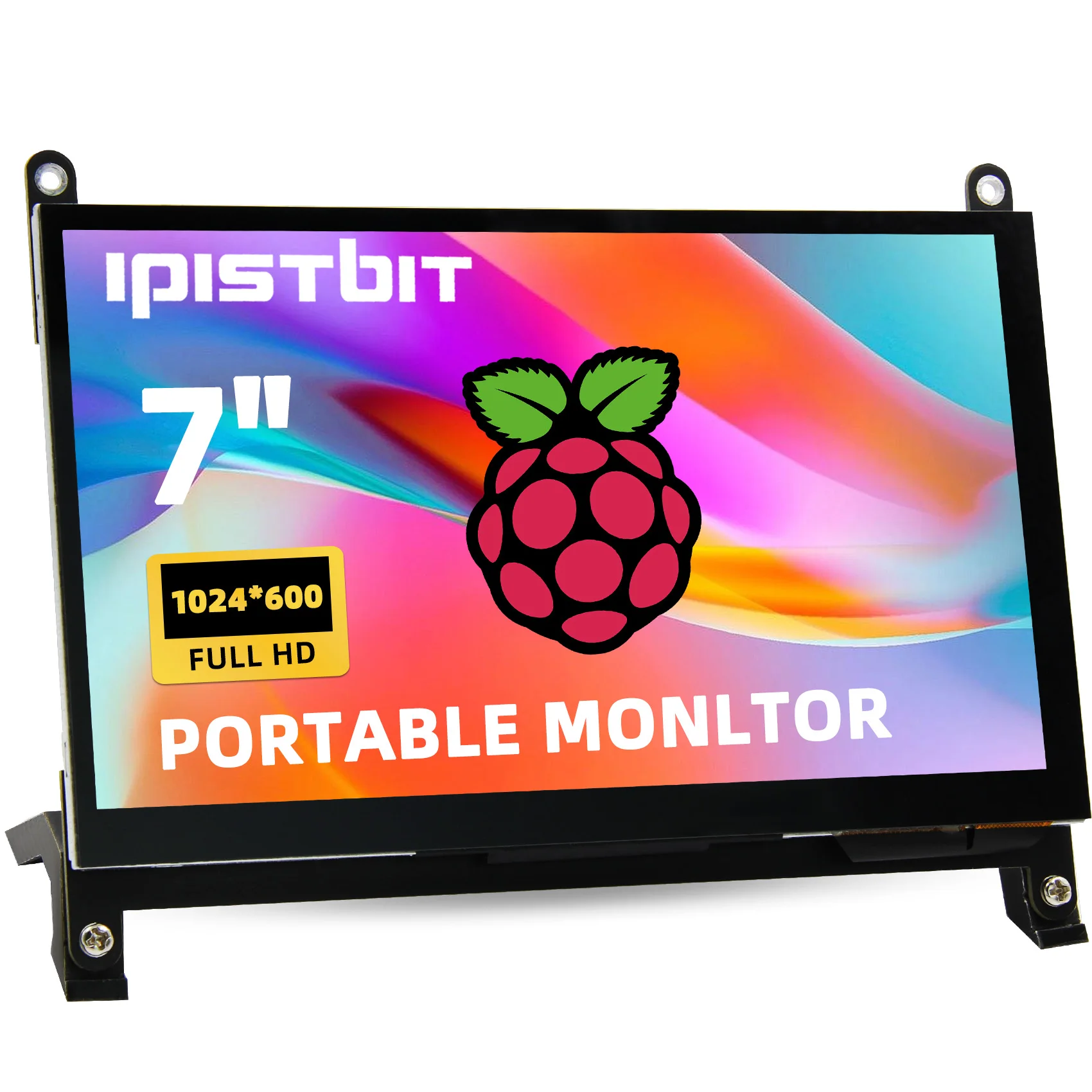 Ipits bit 7 zoll raspberry pi monitor, ips lcd hdmi bildschirm 1024x600 für raspbery pi 5 4 3b 2b b4, bb schwarz, banane pi, fenster Image