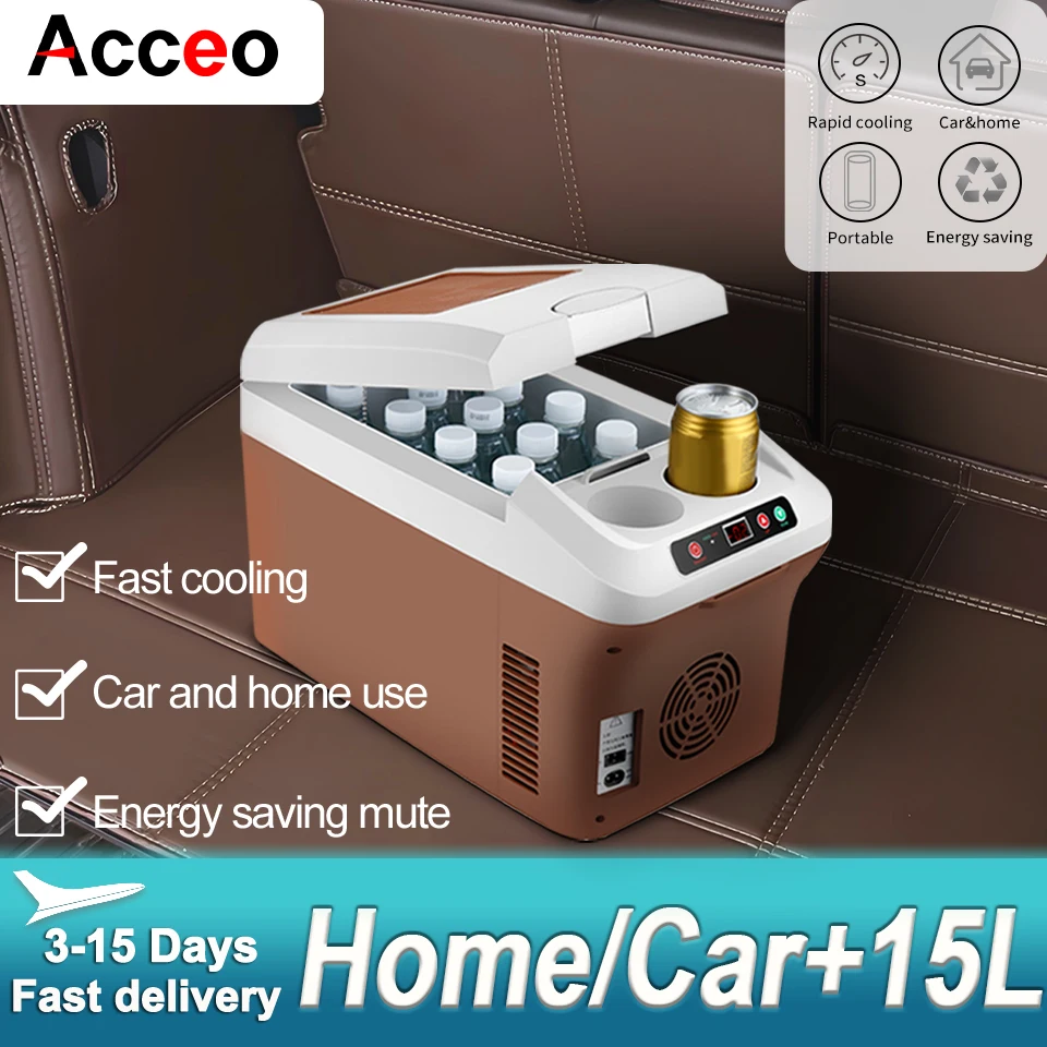 Acceo 15L réfrigérateur de voiture Mini réfrigérateur réfrigération/chaleur 12 V/24 V vert et économe en énergie multi-usages réfrigérateur de voiture automatique