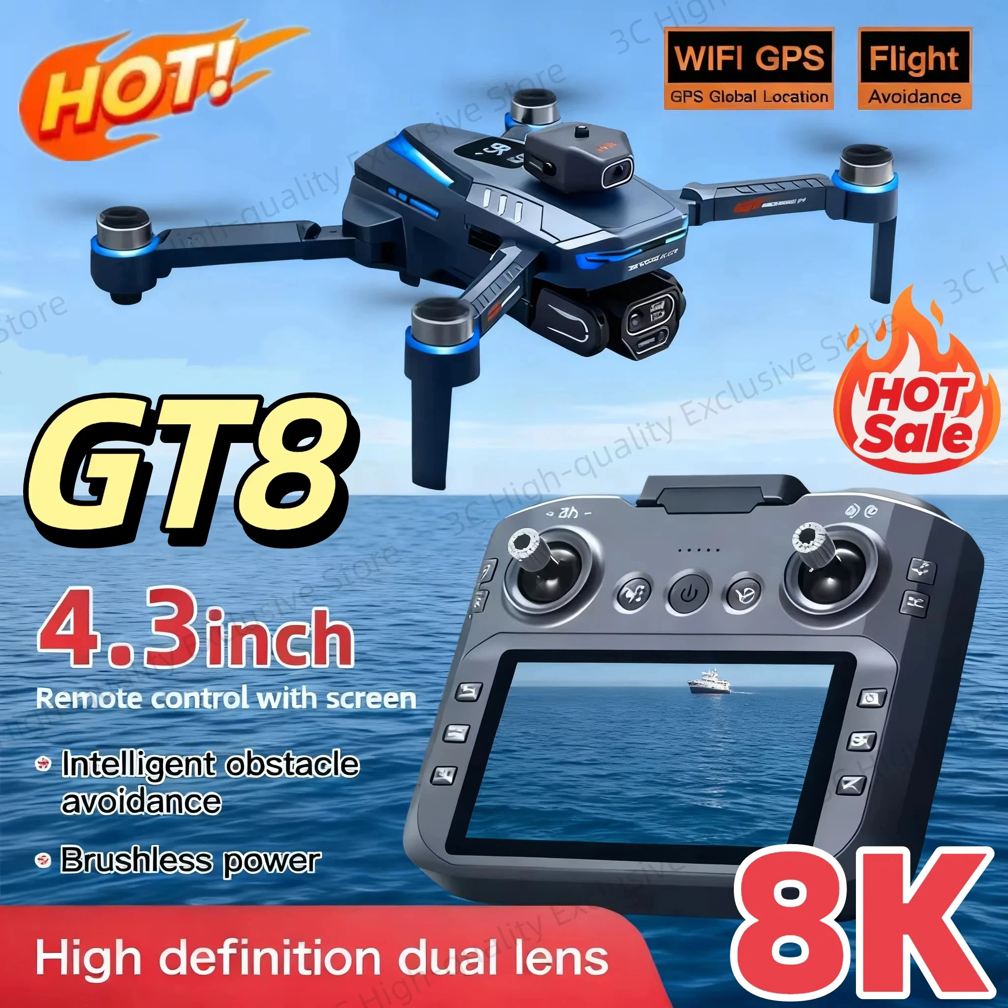 Neue GT8 Drohne 8K HD Professionell 360 ° Dual-Kameras GPS 5G WLAN Bürstenlose Motoren Hindernisvermeidung Faltbarer Quadcopter 2026 Image