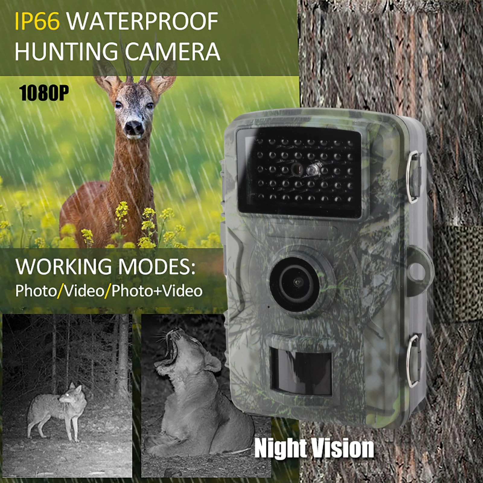 16MP 1080P Wildlife Jagd Trail Kamera CE RoHS IP66 Wasserdicht 25M IR Nachtsicht 0,3s Trigger Geschwindigkeit für Outdoor Scouting Image