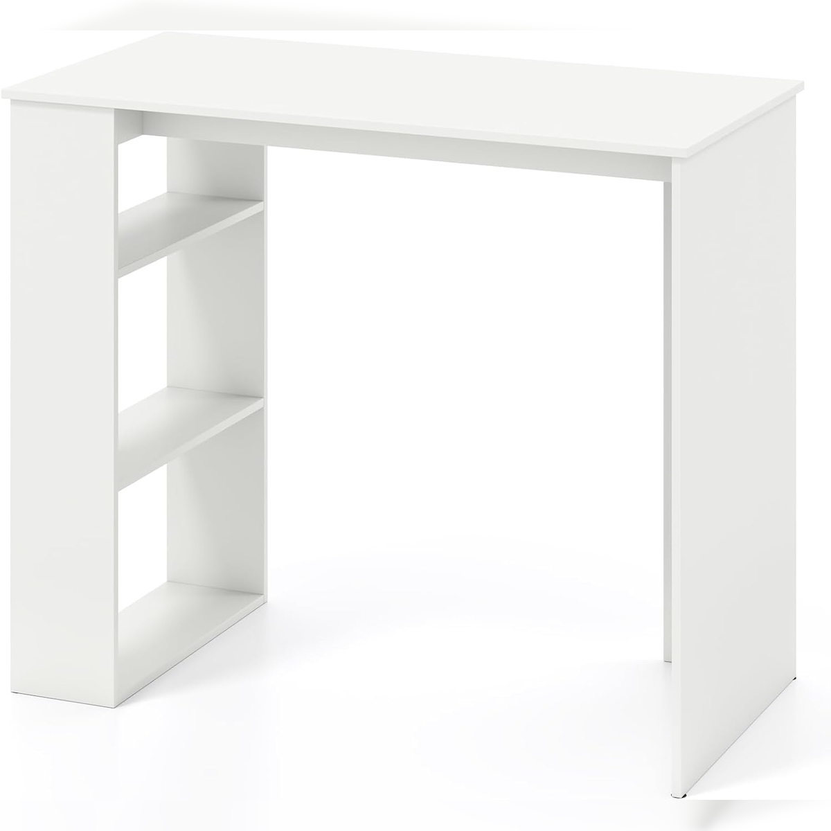 COSTWAY Schreibtisch mit Bücherregal, kleiner Computertisch, moderner Bürotisch, PC-Tisch für kleine Räume, Schlafzimmer, Arbeitszimmer und Büro Image