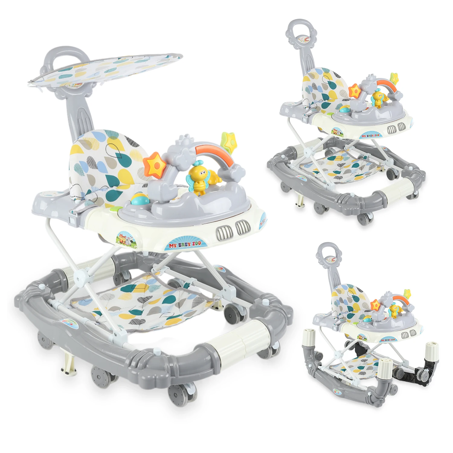 4 in 1 Lauflernhilfe mit Rädern, Höhenverstellbarer Lauflernwagen klappbar mit Spielcenter, Gehfrei Baby ab 6 Monaten, bis 15kg Image