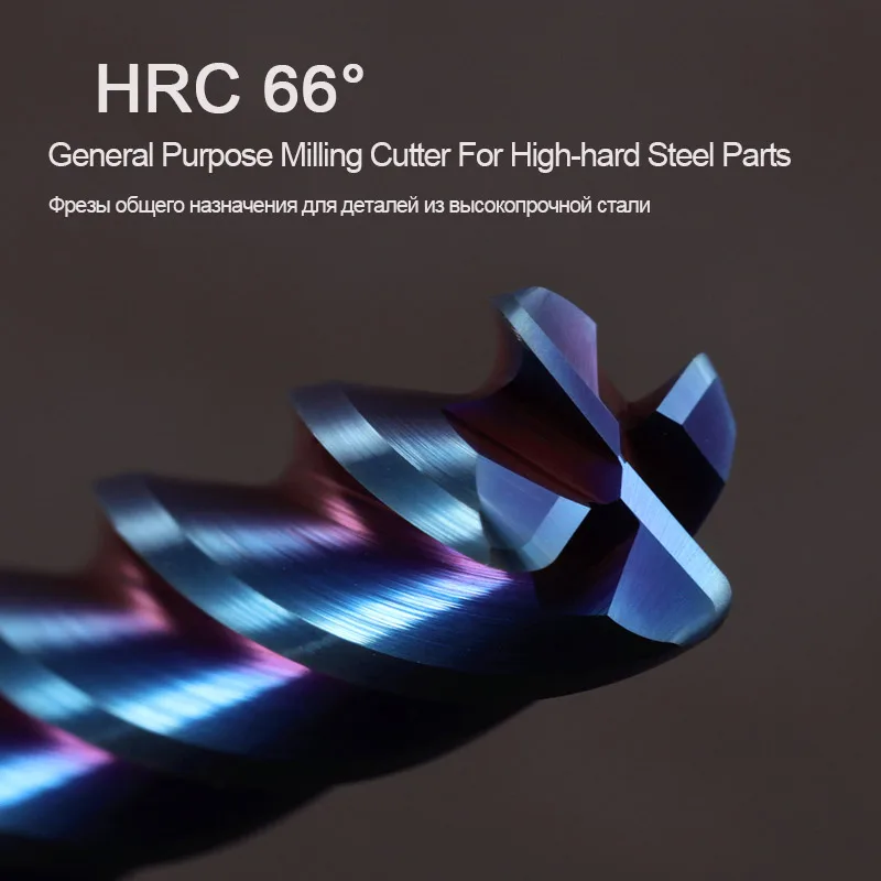 4 Flöten HRC66 Hartmetall-Schaftfräser Legierung Fräser Beschichtung Wolframstahl Bearbeitungsschneider Werkzeuge CNC-Fräser 1 1,5 4 mm 5 6 mm Image