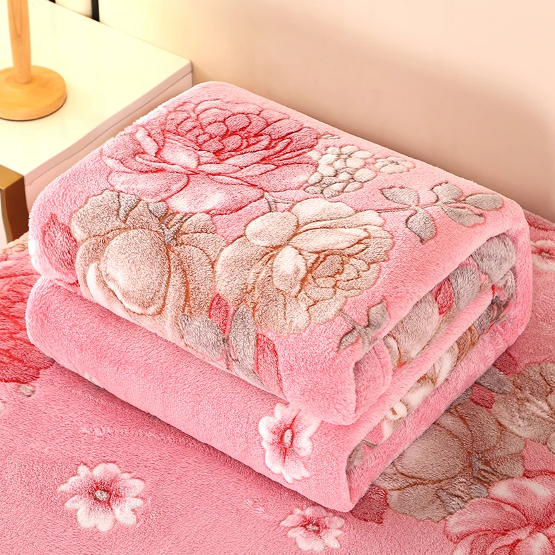 1pc Floral Stil Warme Bettdecke Fleece Decke Plaid Reise Schal Sofa Nickerchen Decken Hause Bettlaken Manta Image