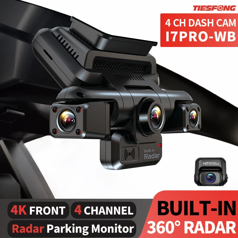 TiESFONG i7pro-WB 4K 4CH GPS Dash Cam für Auto 360 DVR Kamera 24H Parkmodus WiFi Auto Video Recorder IR Nachtsicht G-sensor Image